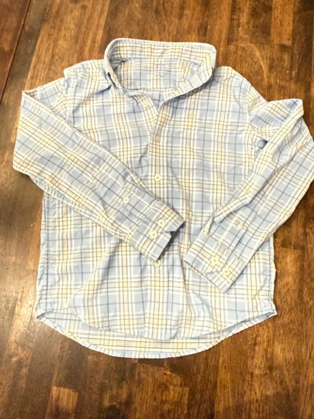 Southern Tide Boys Blue and Tan Plaid Button-Up Shirt Size S